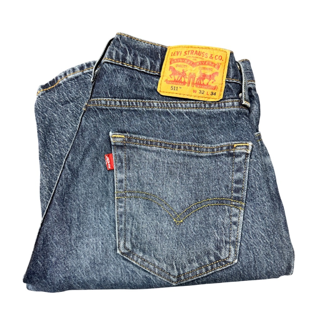 Levi's 511 Jeans Mens 32x34 (32x33 ACTUAL) Slim Fit Blue Stretch Denim Classic